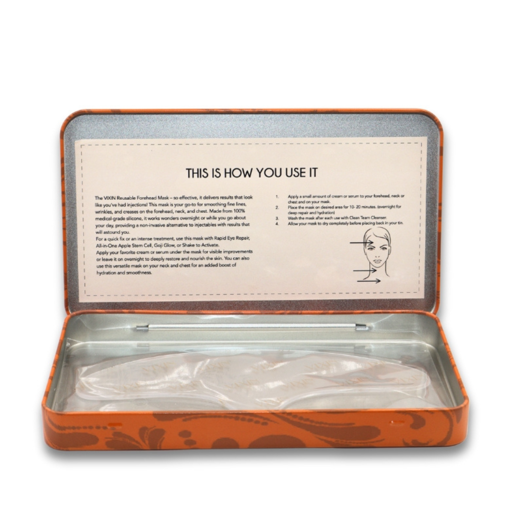 Vixin Re-Usable Forehead Mask with travel tin box – reusable anti-wrinkle mask, Australian skincare