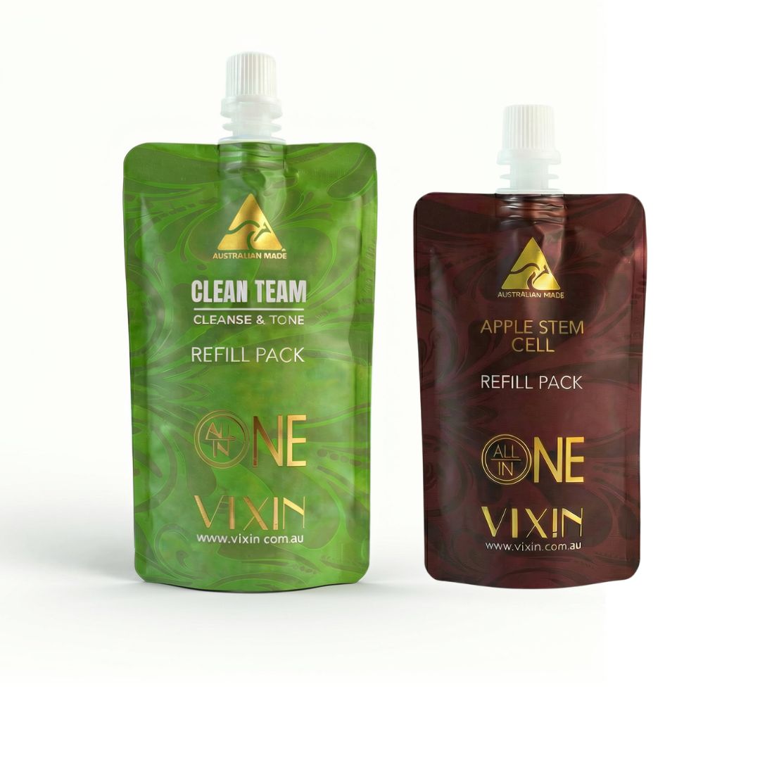 Vixin All In One Bundle Refill Edition – eco-friendly Australian skincare set with refill pouches