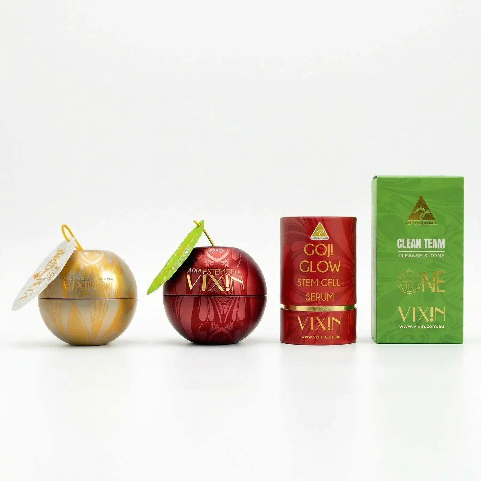 Vixin Clean Team 3 Step Bundle with spa face washer and headband – complete Australian skincare system