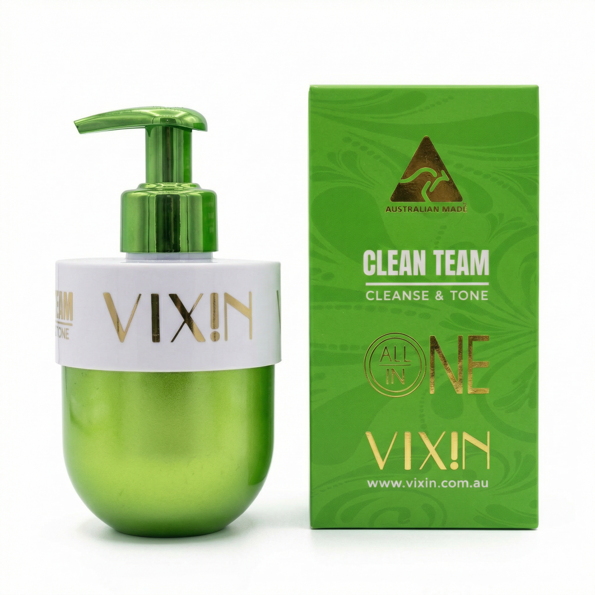 Vixin Clean Team All In One Cleanser and Toner 200mL – Australian made cleansing system finger line salicylic acid gel