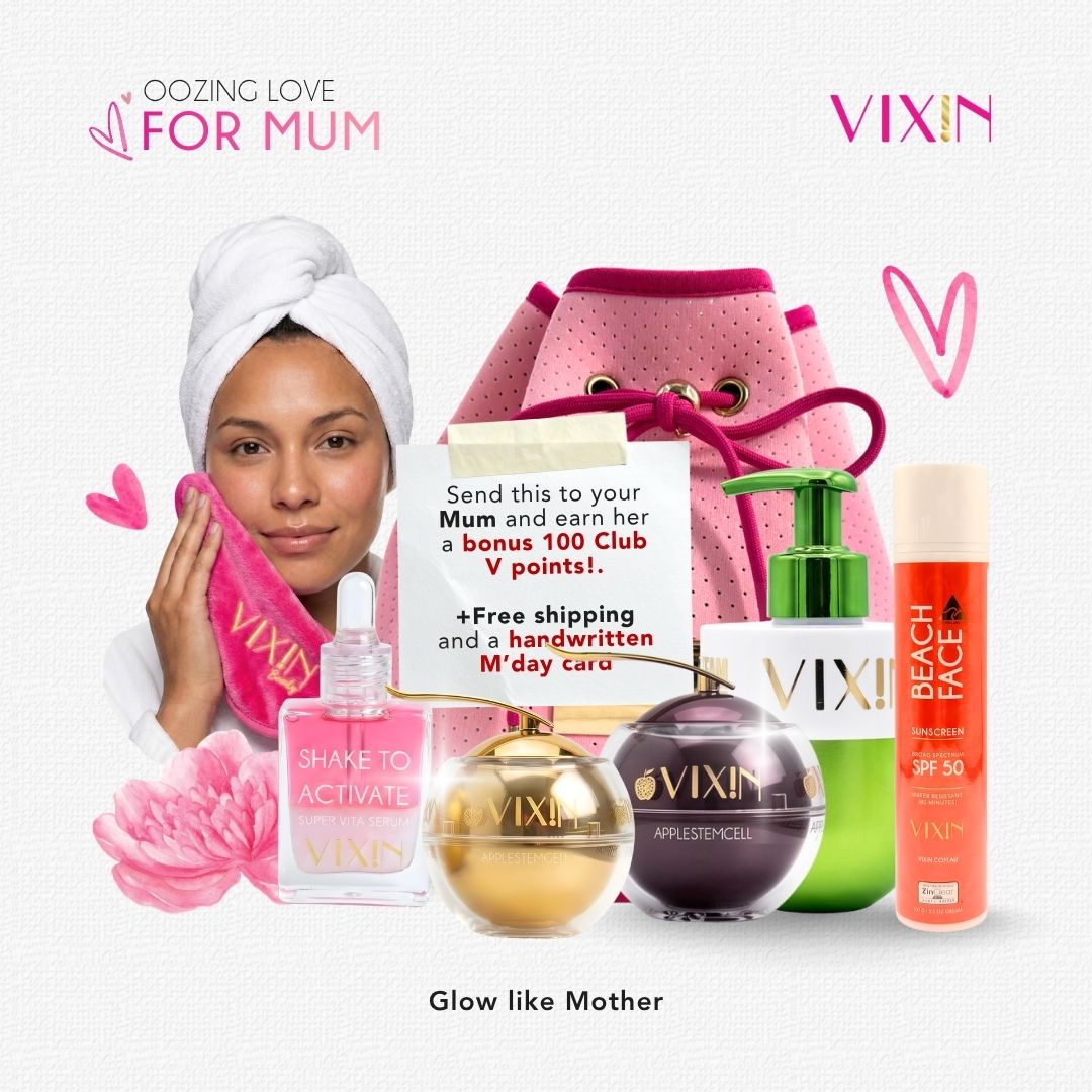 Shop our Mother’s Day bundles for radiant, hydrated skin. Free shipping, handwritten card for Mum and 100 bonus Club V points included.