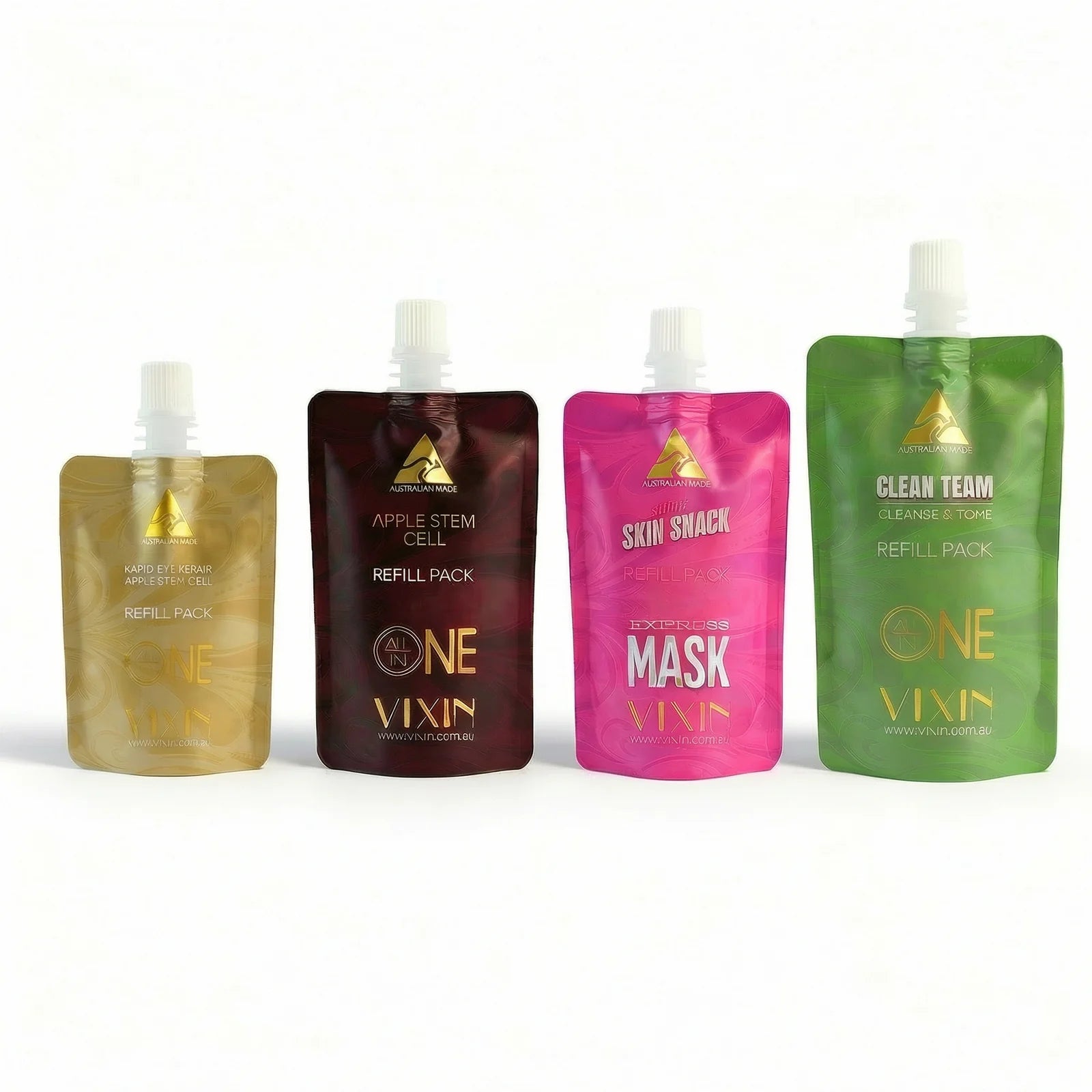 Vixin All In One Apple Stem Cell Face Cream 50mL – certified Australian made moisturiser apple stem cell skin smart technology hyaluronic acid peptides antioxidants refill pouches pack of 4