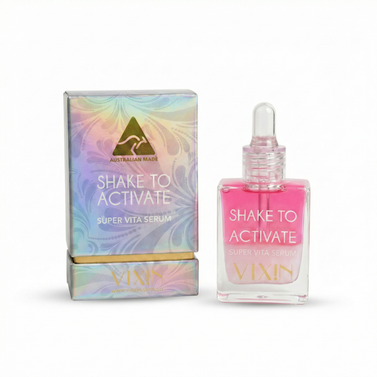Vixin Shake To Activate Super Vita Serum 30mL – vitamin-packed peptides brightening serum, Australian skincare