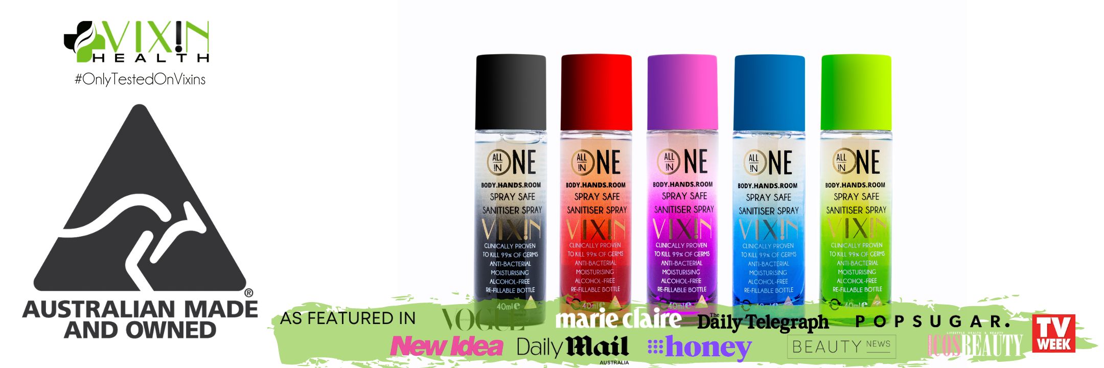 spray safe stay safe Australian Made alcohol free sanitisers