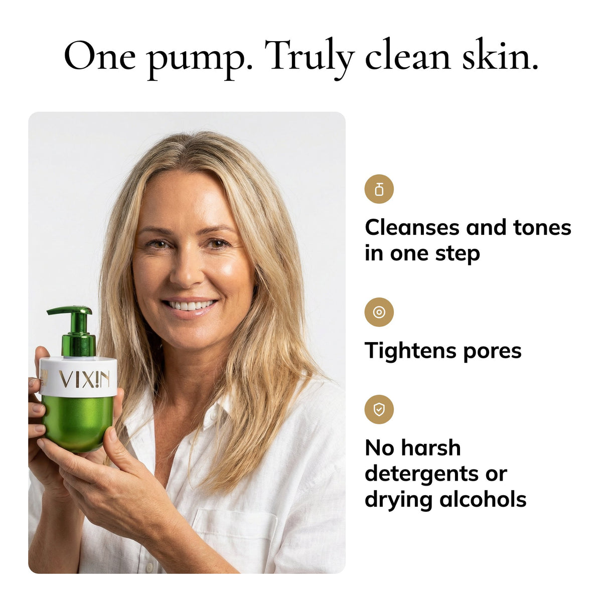 Clean Team cleanses and tones in one step, tightens pores, no harsh detergents or drying alcohols