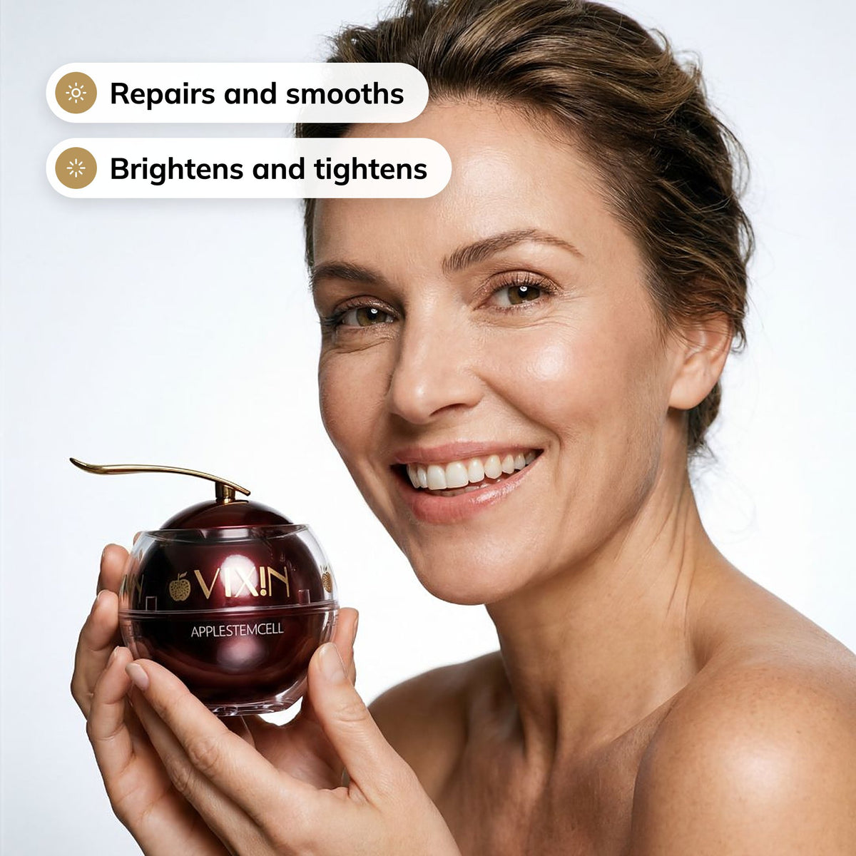 Apple Stem Cell cream: repairs and smooths, brightens and tightens