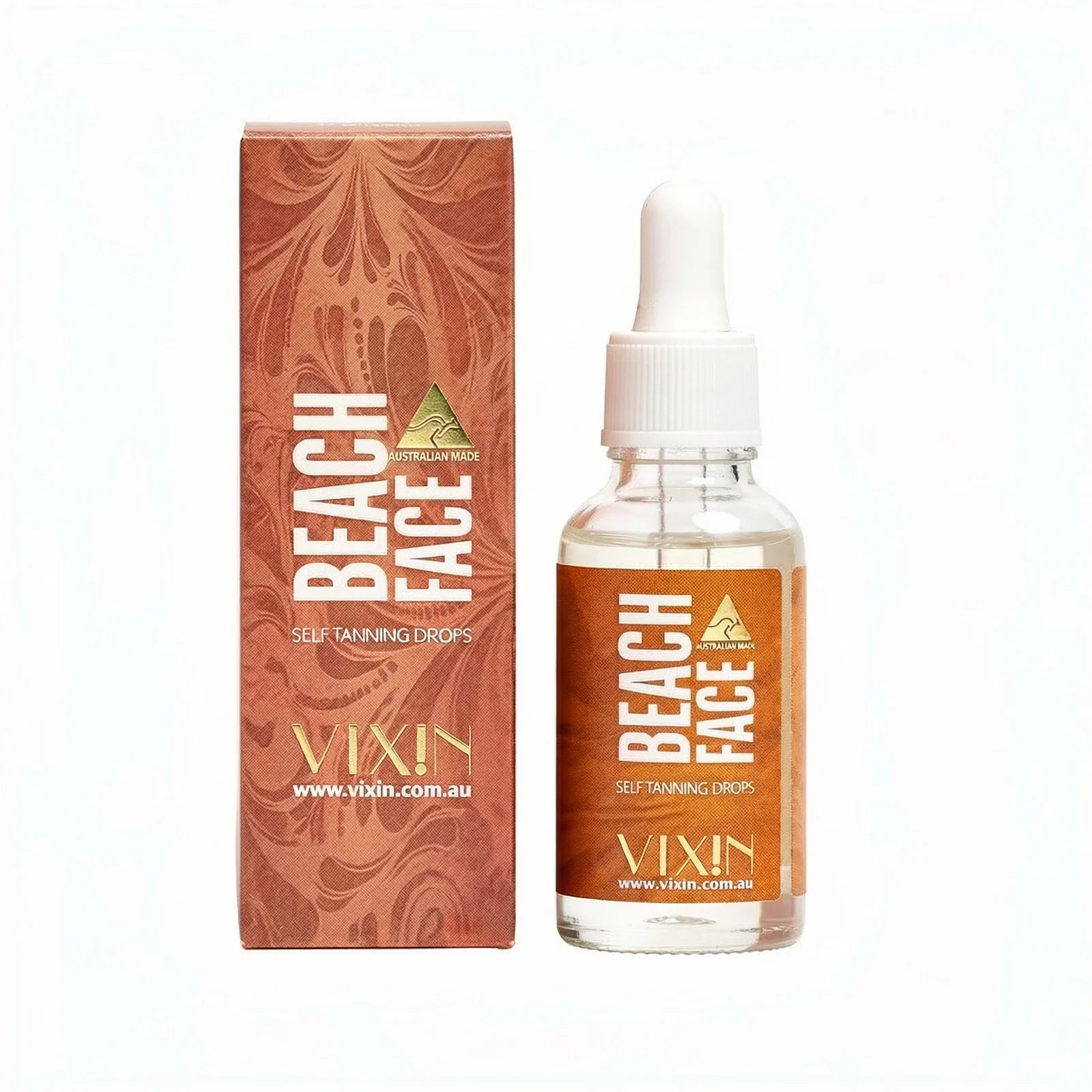 Vixin Beach Face Faux Glow self-tanning serum 30mL for face and body – Australian tan drops