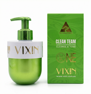 Vixin Clean Team All In One Cleanser and Toner 200mL – Australian made cleansing system finger line salicylic acid gel