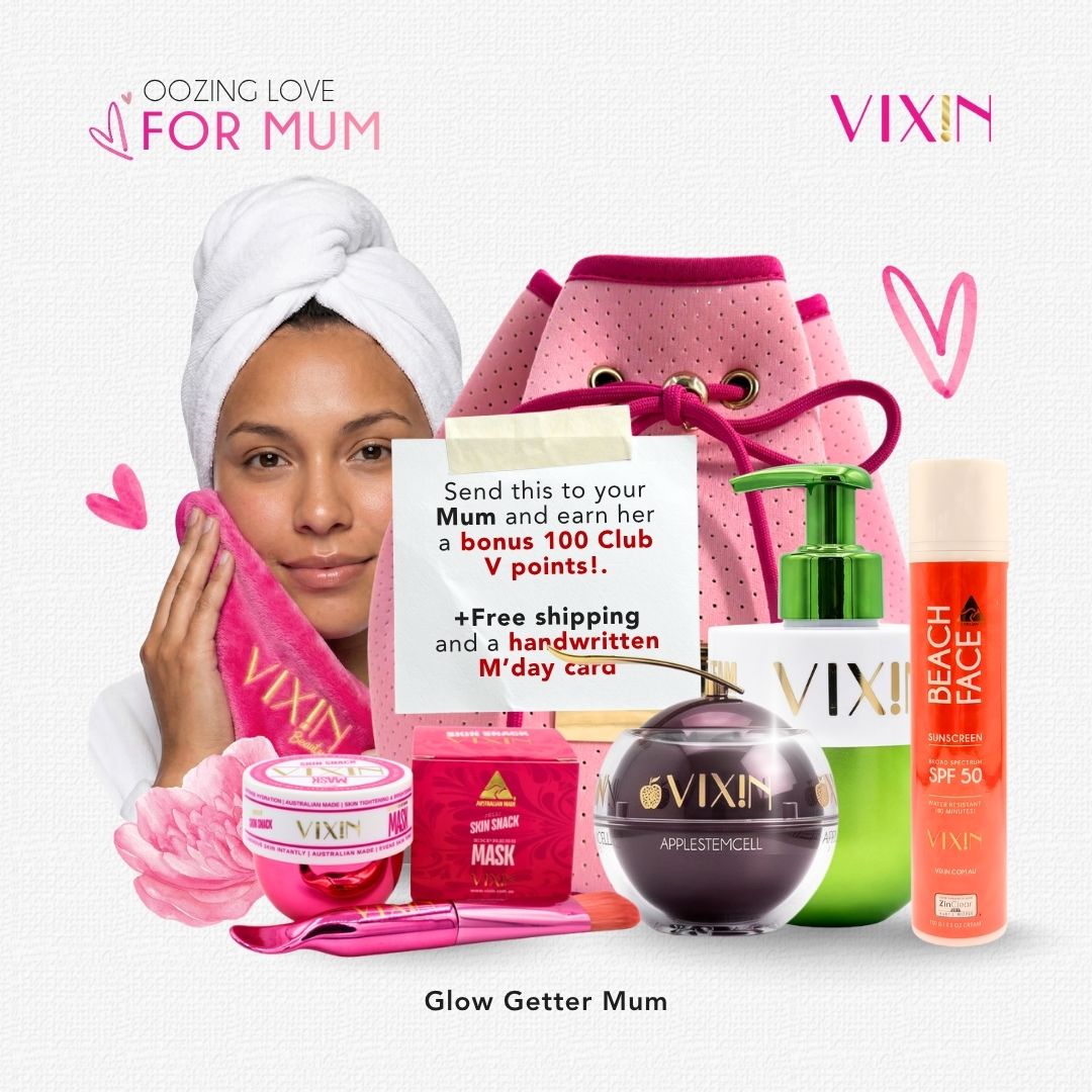 Shop our Mother’s Day bundles for radiant, hydrated skin. Free shipping, handwritten card for Mum and 100 bonus Club V points included.