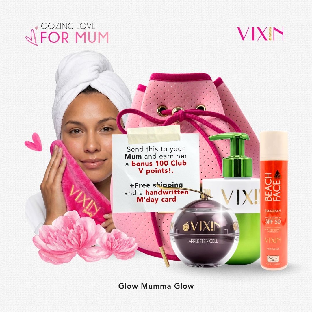 Shop our Mother’s Day bundles for radiant, hydrated skin. Free shipping, handwritten card for Mum and 100 bonus Club V points included.