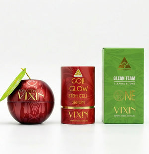Vixin Clean Team 3 Step Bundle with spa face washer and headband – complete Australian skincare system