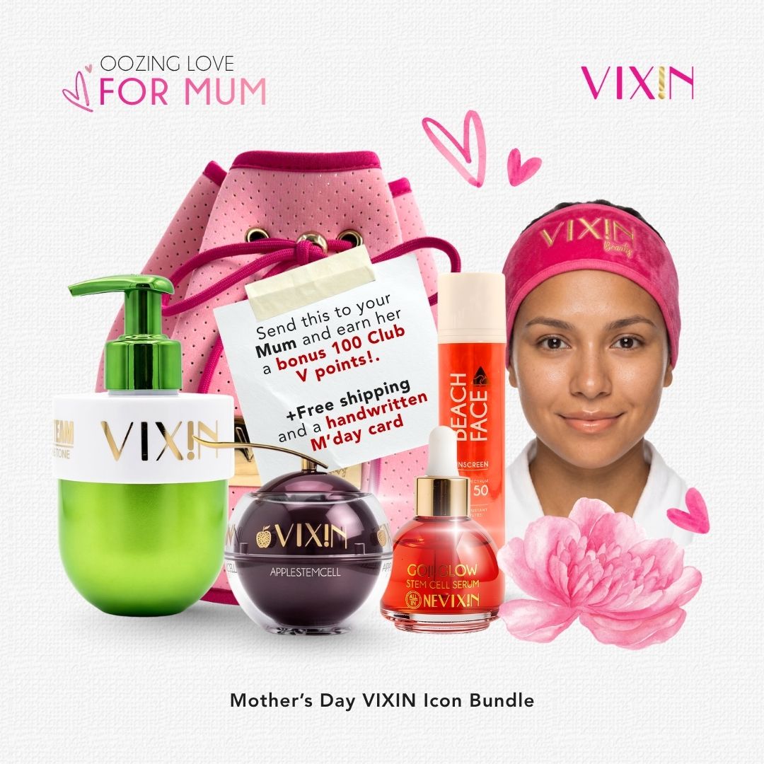 Shop our Mother’s Day bundles for radiant, hydrated skin. Free shipping, handwritten card for Mum and 100 bonus Club V points included.