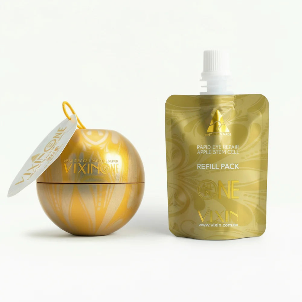 Vixin Rapid Eye Repair Apple Stem Cell eye cream 30mL – Australian made skincare gotu kola green coffee beans apple stem cell hyaluronic acid plus refill pouch