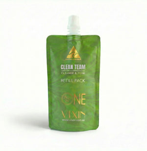 Vixin Clean Team All In One Cleanser and Toner 200mL – Australian made cleansing system finger line salicylic acid gel refill pouch sustainable beauty
